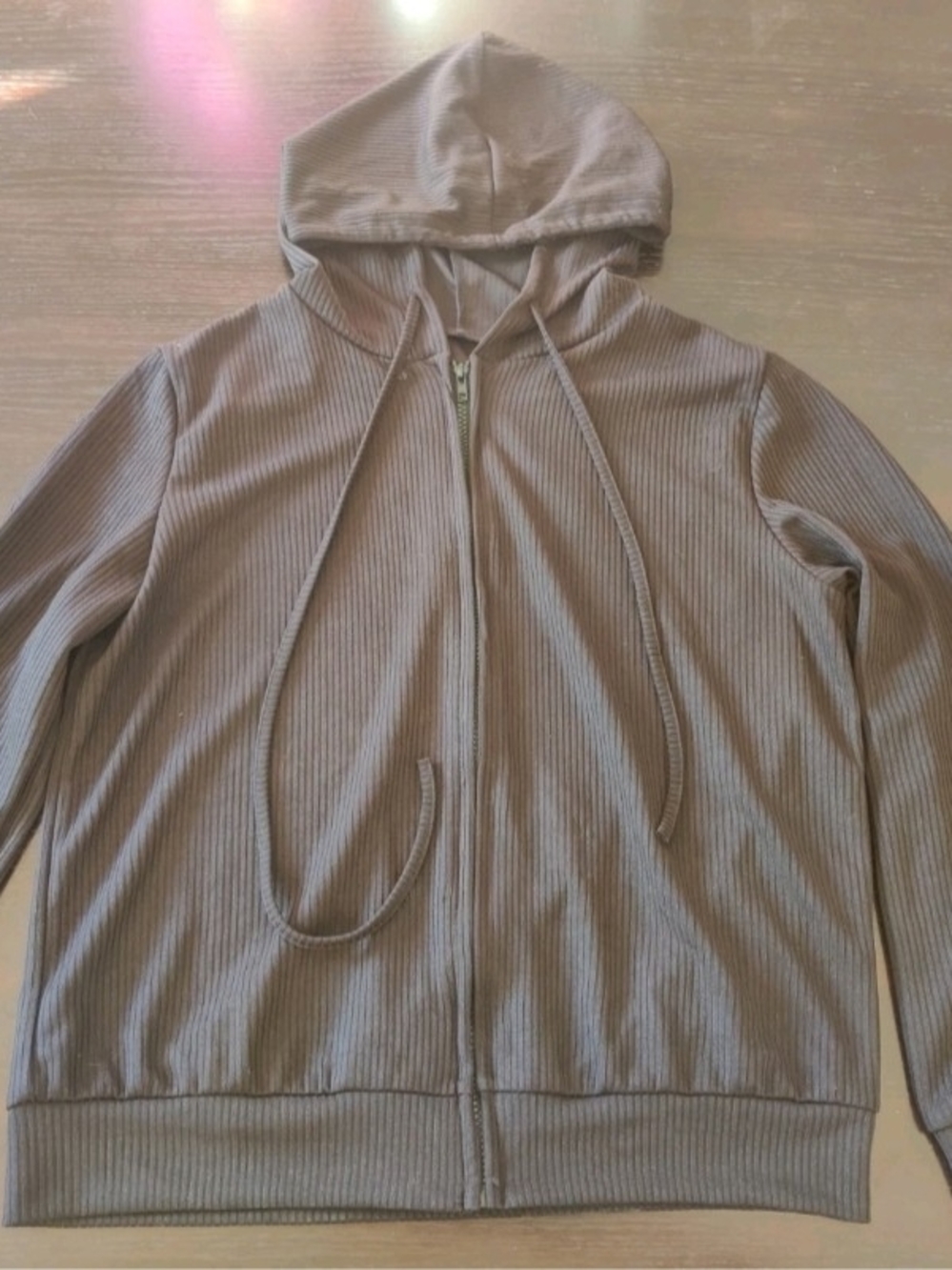Ribbed Zip Hoodie in Black for Women